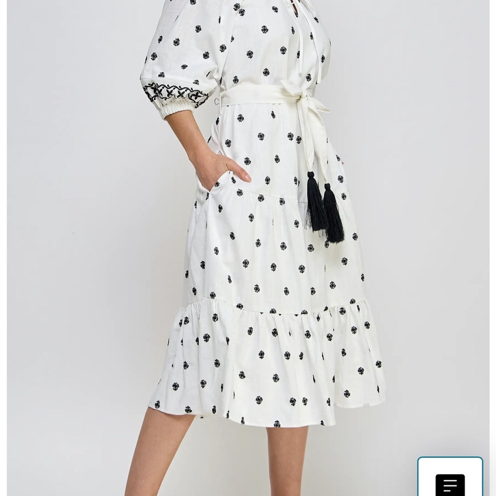 Koko + Mason beautiful dress with embroidery accents